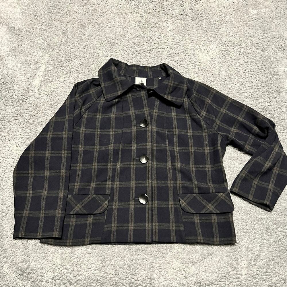 Cabi Blazer Womens Small Plaid Ponte Knit Jacket Gray Academia 3551